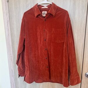 Corduroy Button-Down Shirt in Rust Red